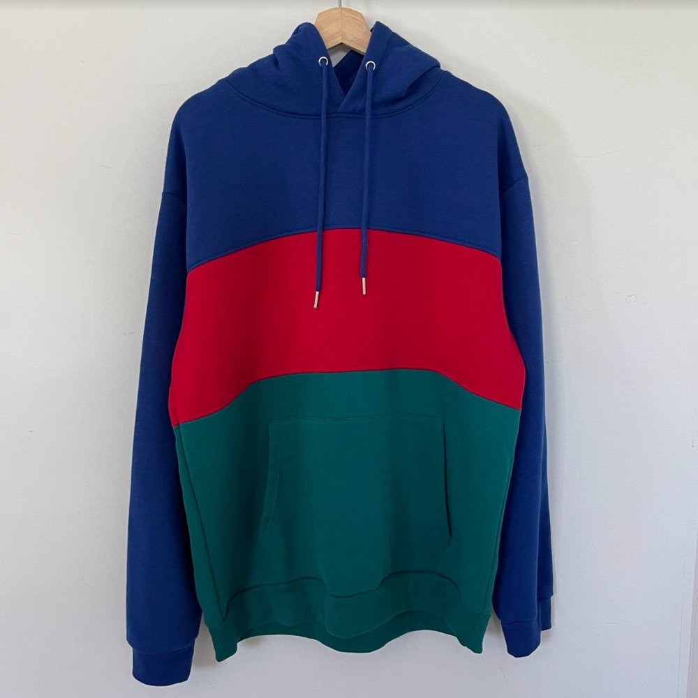 Colorblock Tri Color Striped Men's Hoodie